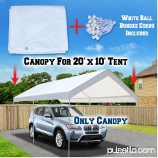 Strong Camel New 10'x20' Carport Replacement Canopy Cover for Tent Top Garage Shelter Cover w Ball Bungees (Only cover, Frame is not included ) 566064567